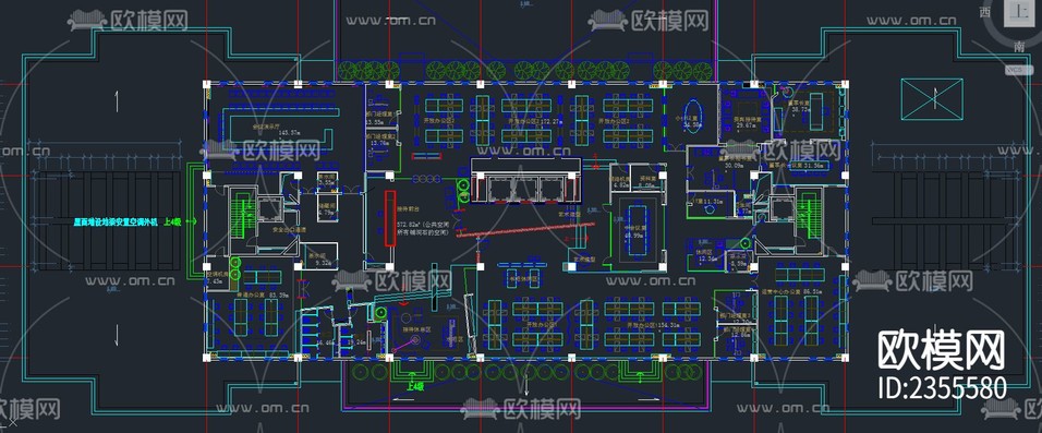 公司的辦公室cad施工圖下載(渲染圖1)