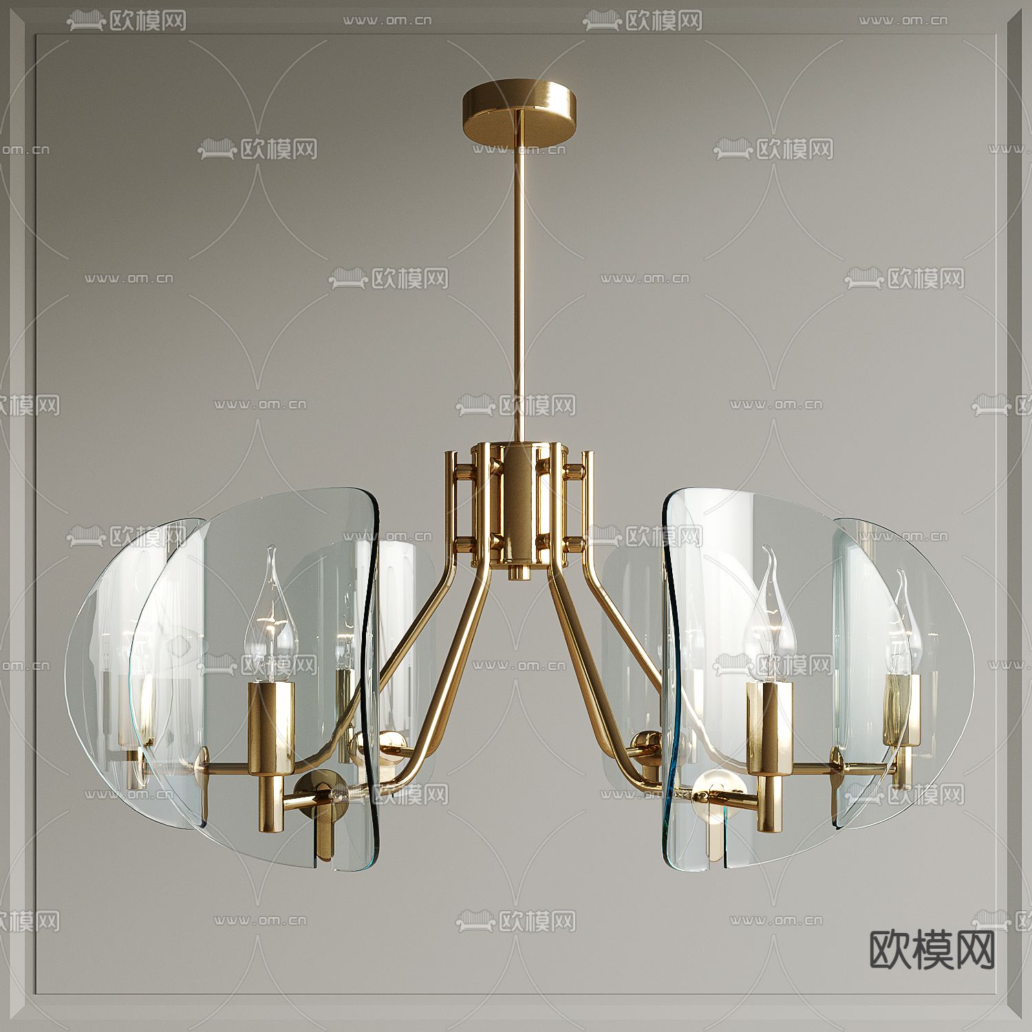 现代玻璃金属吊灯su模型