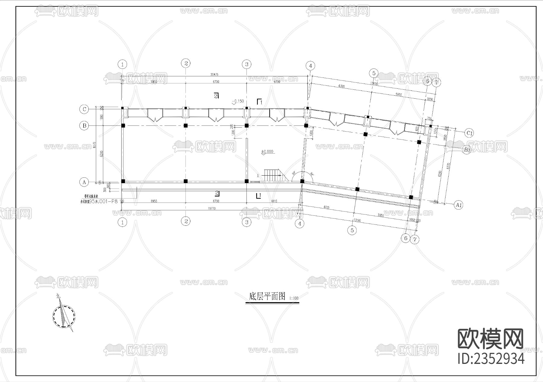 商业铺面建筑CAD施工图下载（渲染图5）