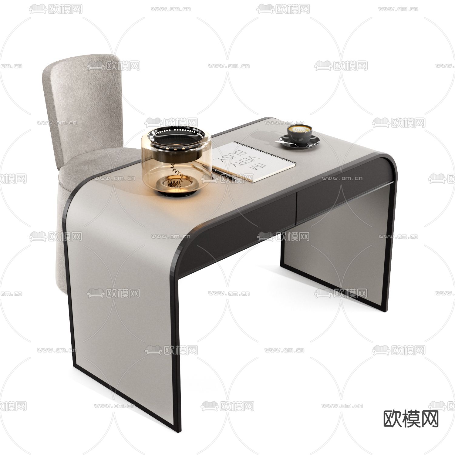 FENDI 书桌椅 写字台3d模型下载（渲染图1）