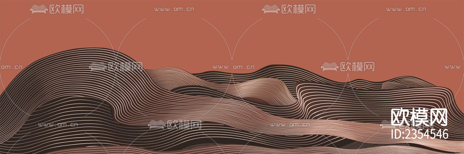 新中式条纹山峰硬包壁画