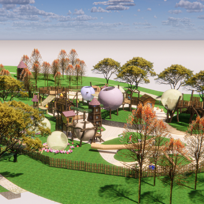  现代儿童游乐场su模型 