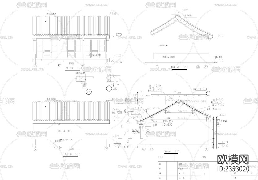 四合院建筑cad施工圖下載(渲染圖1)
