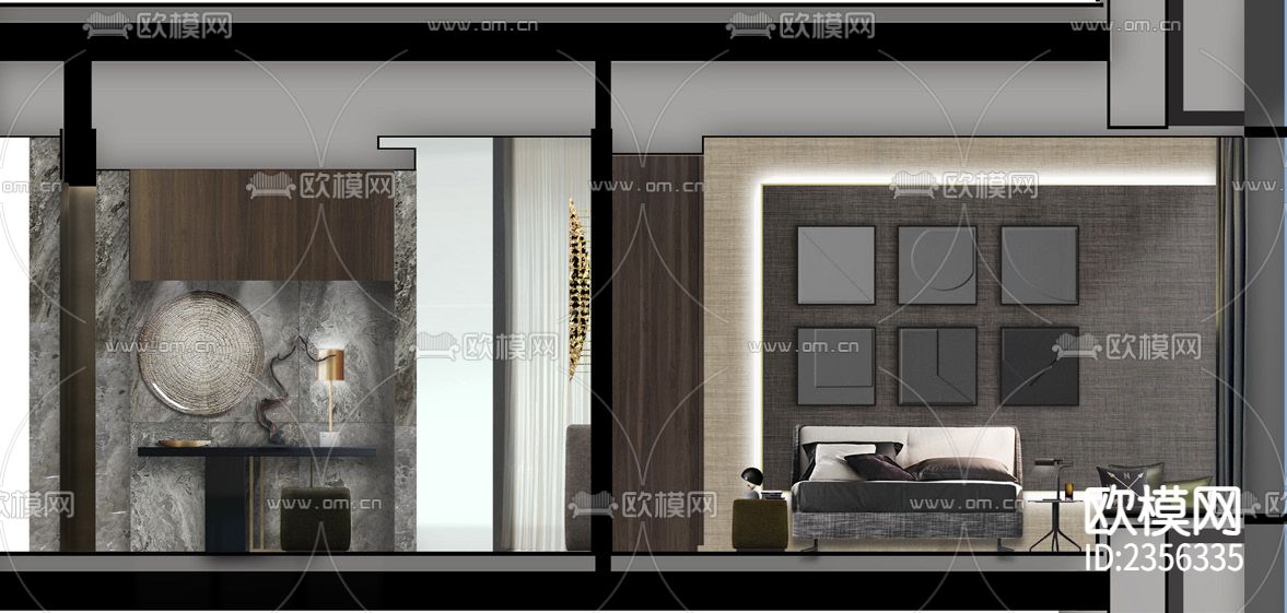 家装平层cad施工图下载（渲染图4）