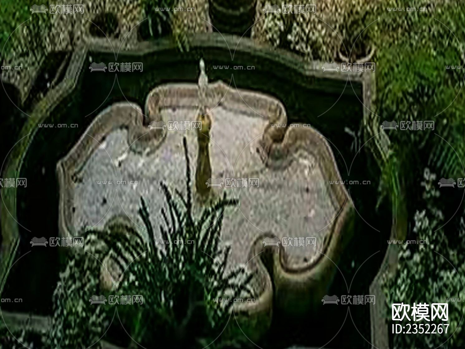 欧式古典花钵水景CAD节点大样下载（渲染图5）