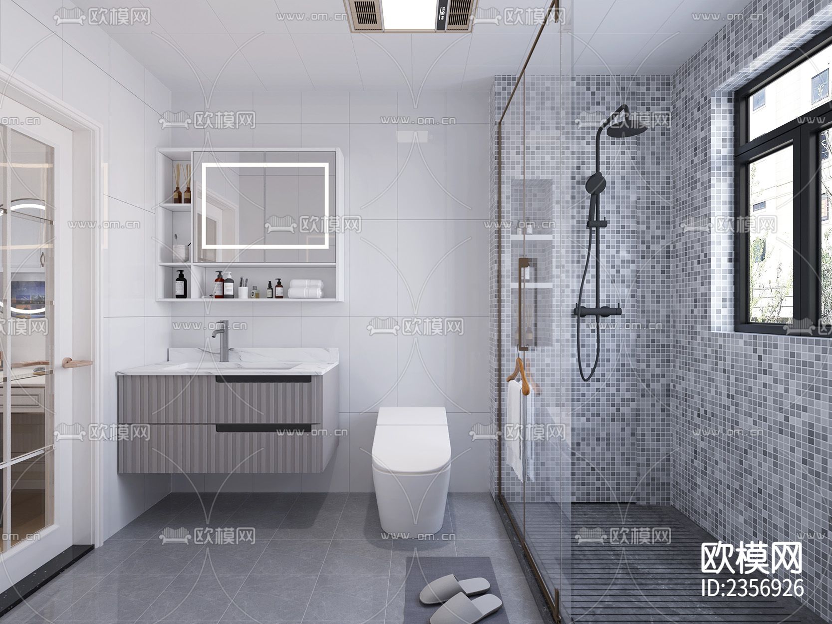 家装平层cad施工图下载（渲染图6）