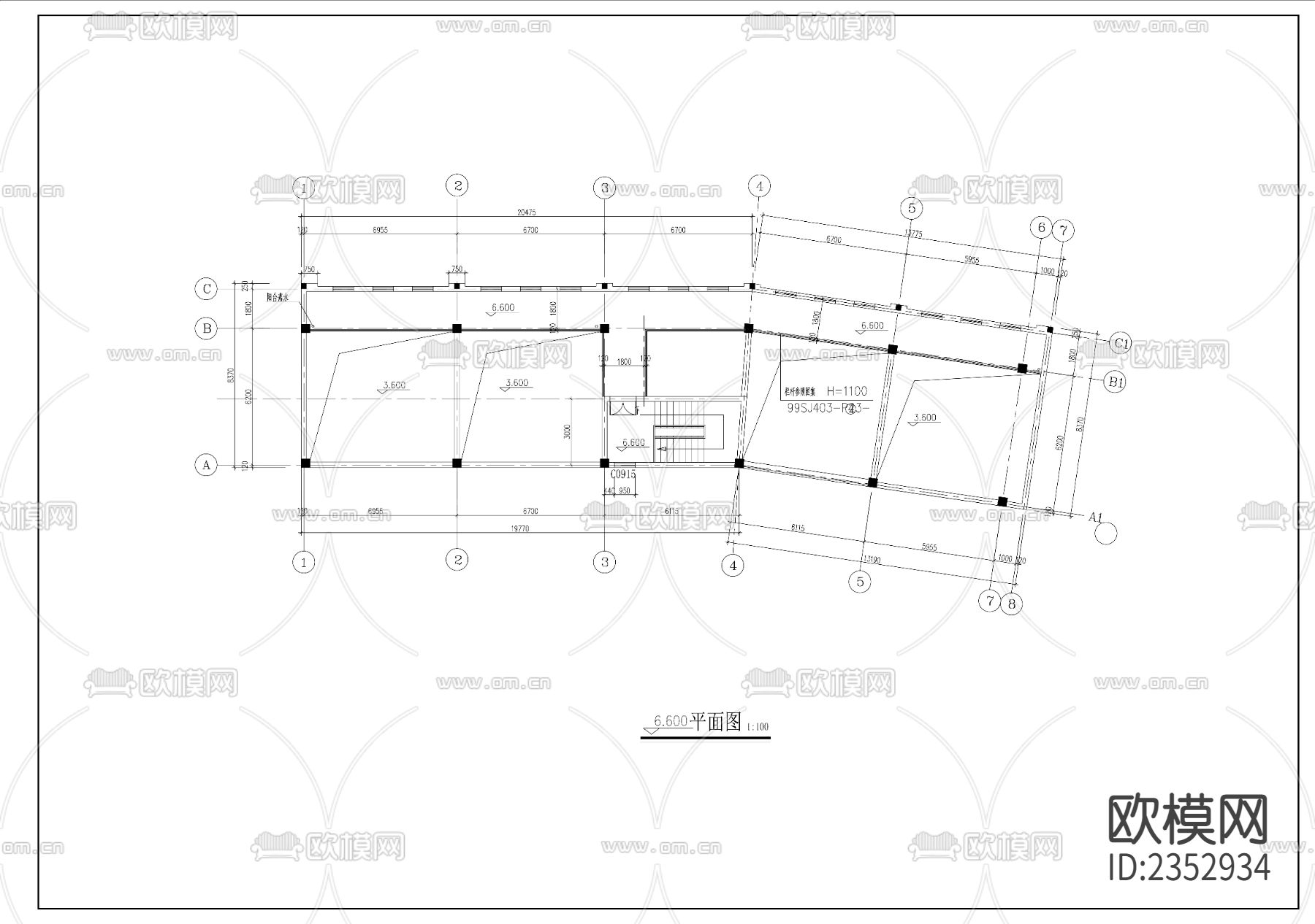 商业铺面建筑CAD施工图下载（渲染图6）