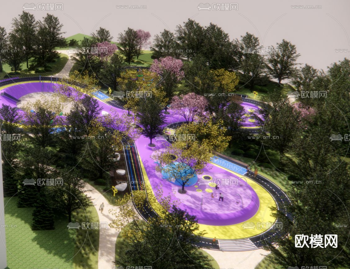 现代儿童游乐场su模型下载（渲染图3）