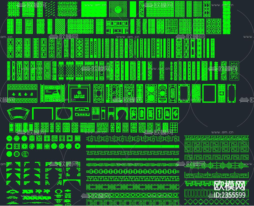 最新时尚雕花cad施工图下载（渲染图2）