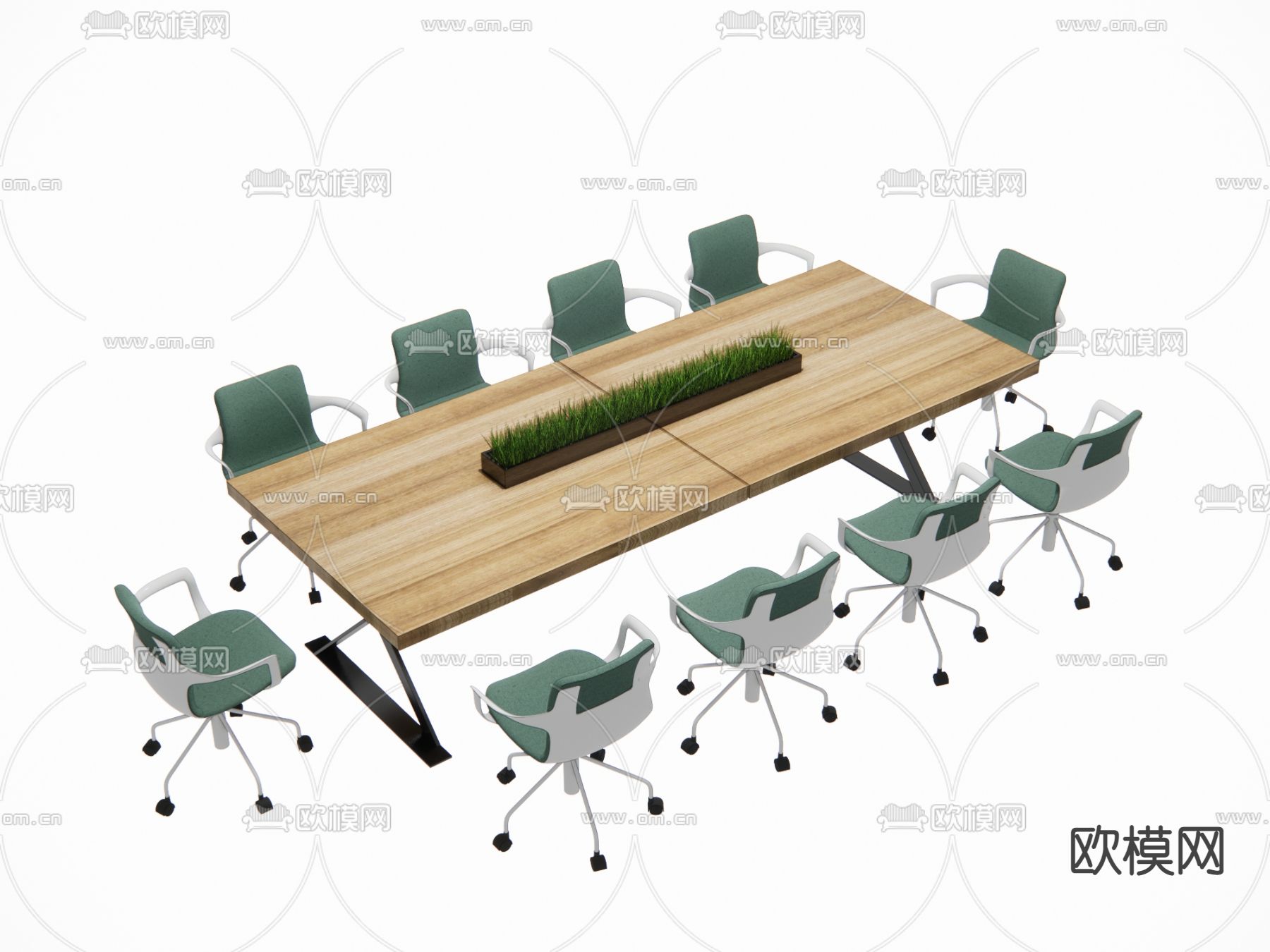 现代会议桌椅su模型下载（渲染图1）