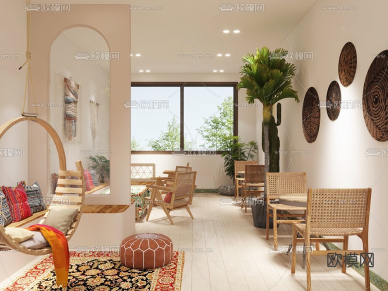东南亚风奶茶店 甜品店3d模型下载(渲染图3)