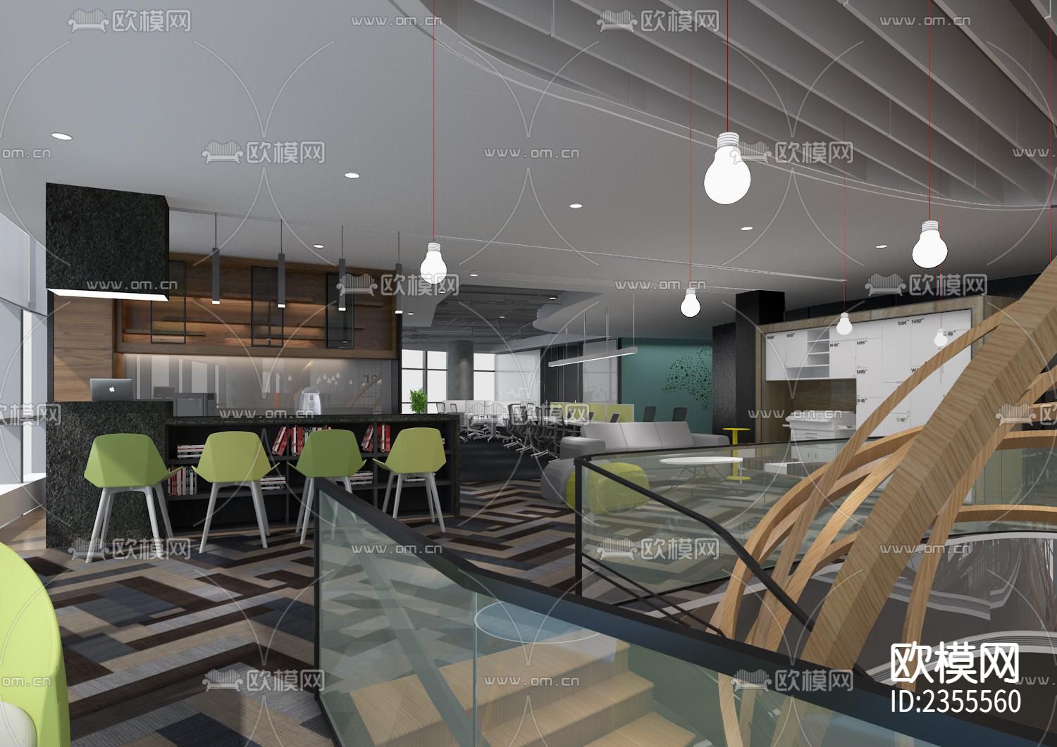 ATLAS寰图联合办公空间CAD施工图-免费3dmax模型库-欧模网