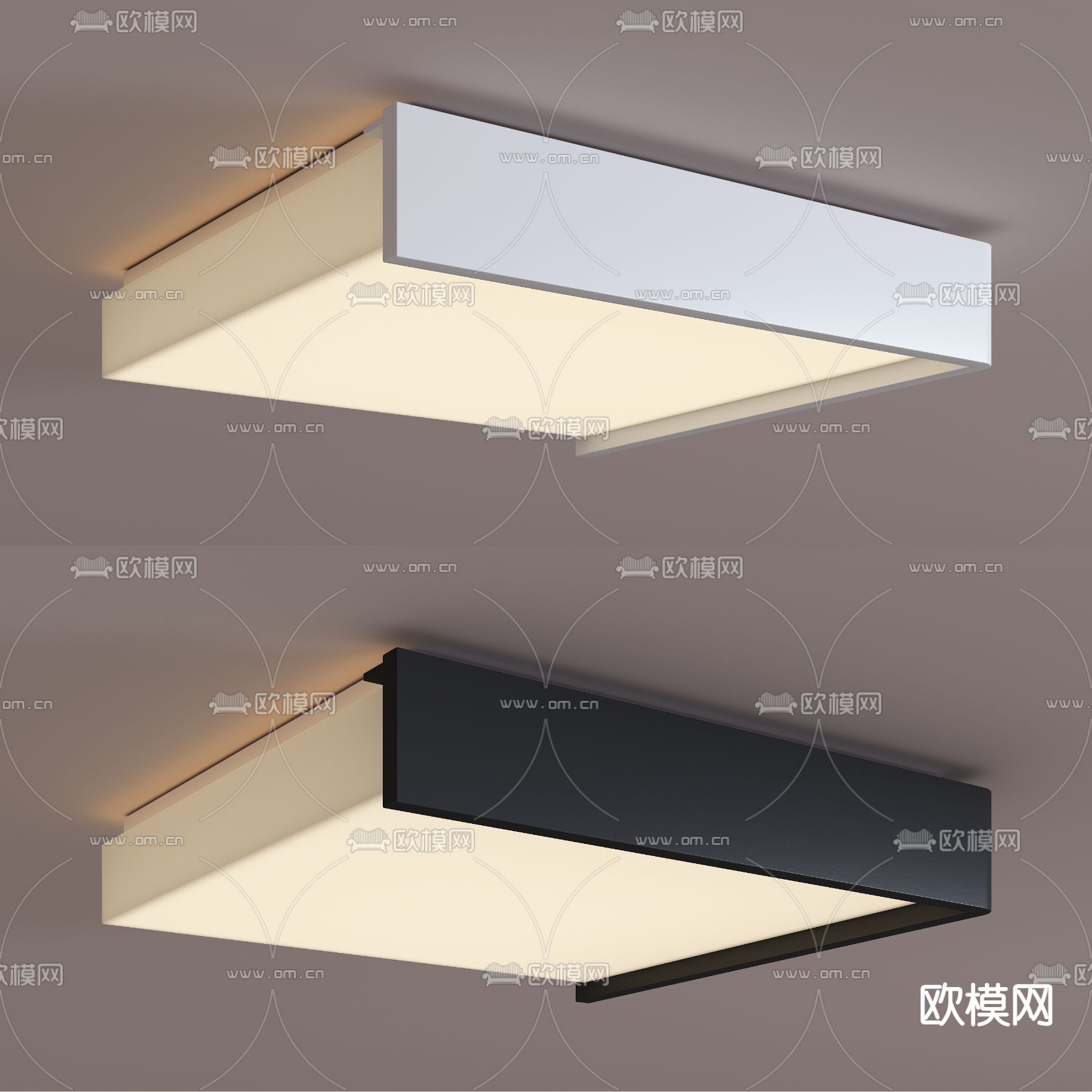现代方形吸顶灯su模型下载（渲染图1）