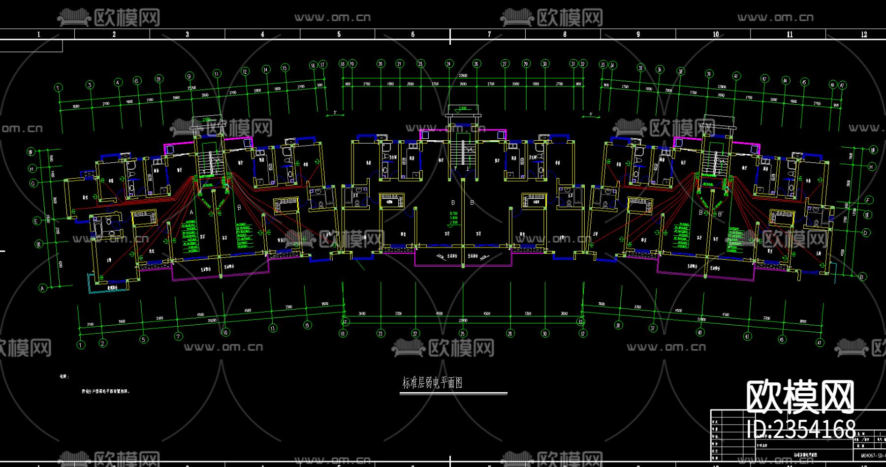 普通住宅电气cad施工图下载（渲染图2）