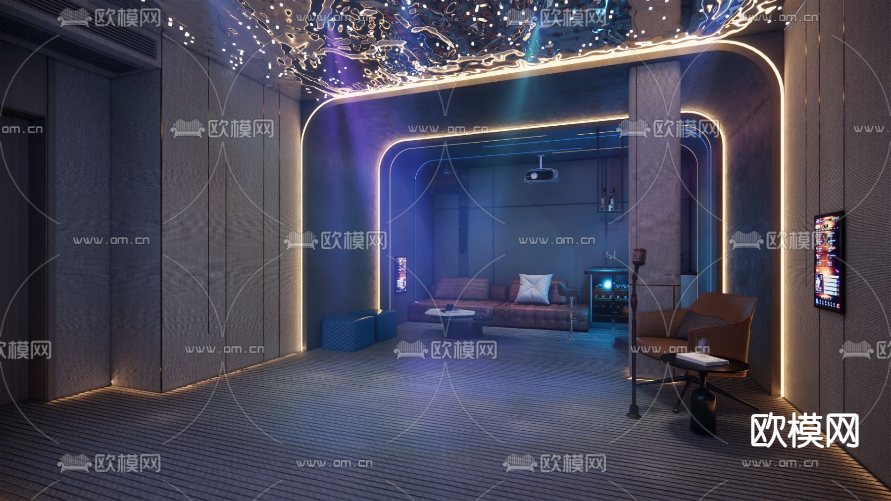 现代家庭影院 KTVsu模型下载（渲染图2）