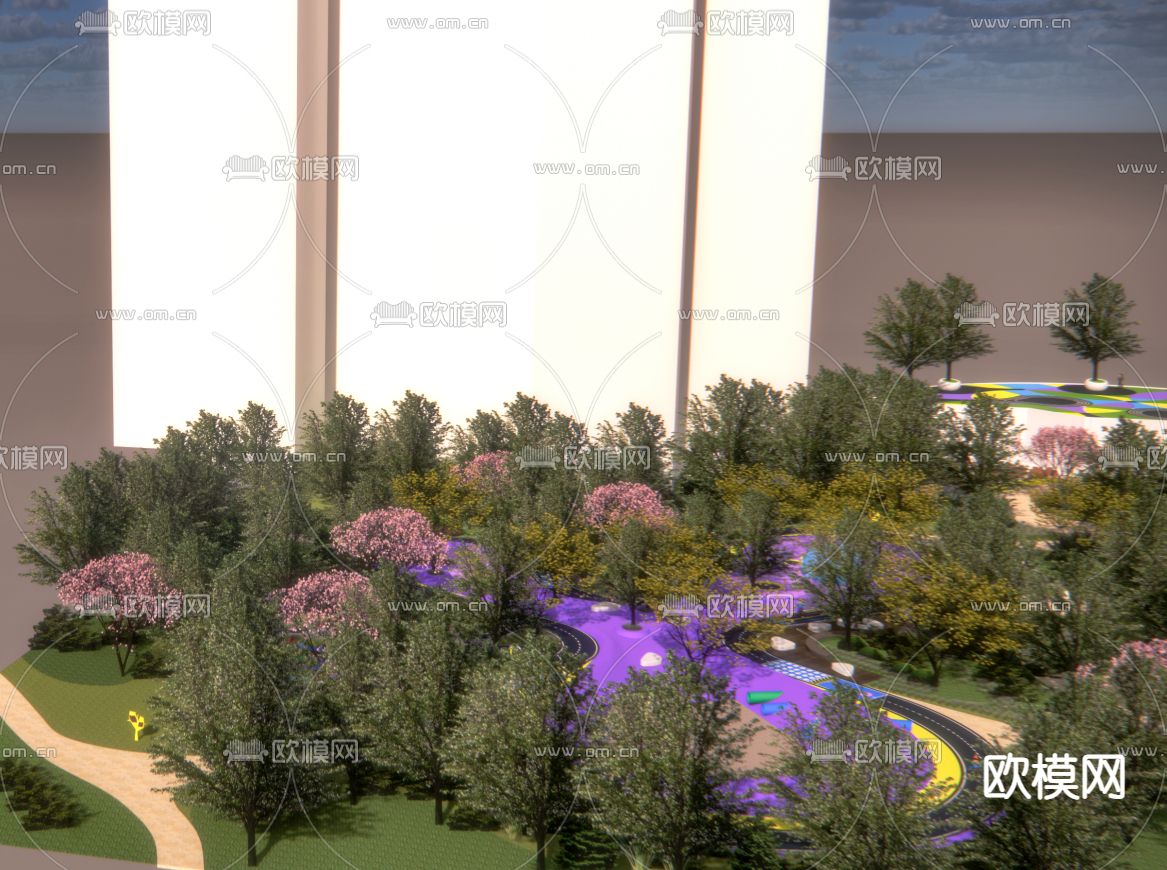 现代儿童游乐场su模型下载（渲染图2）