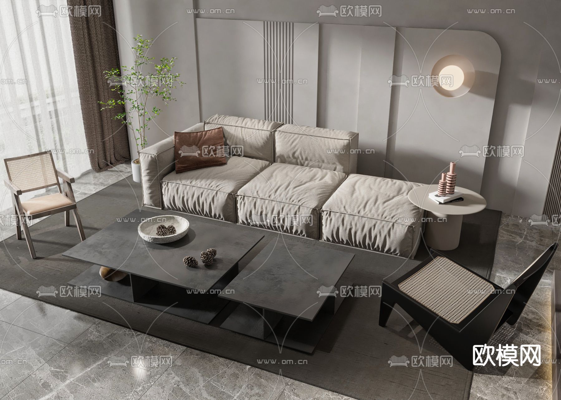 现代组合沙发3d模型下载