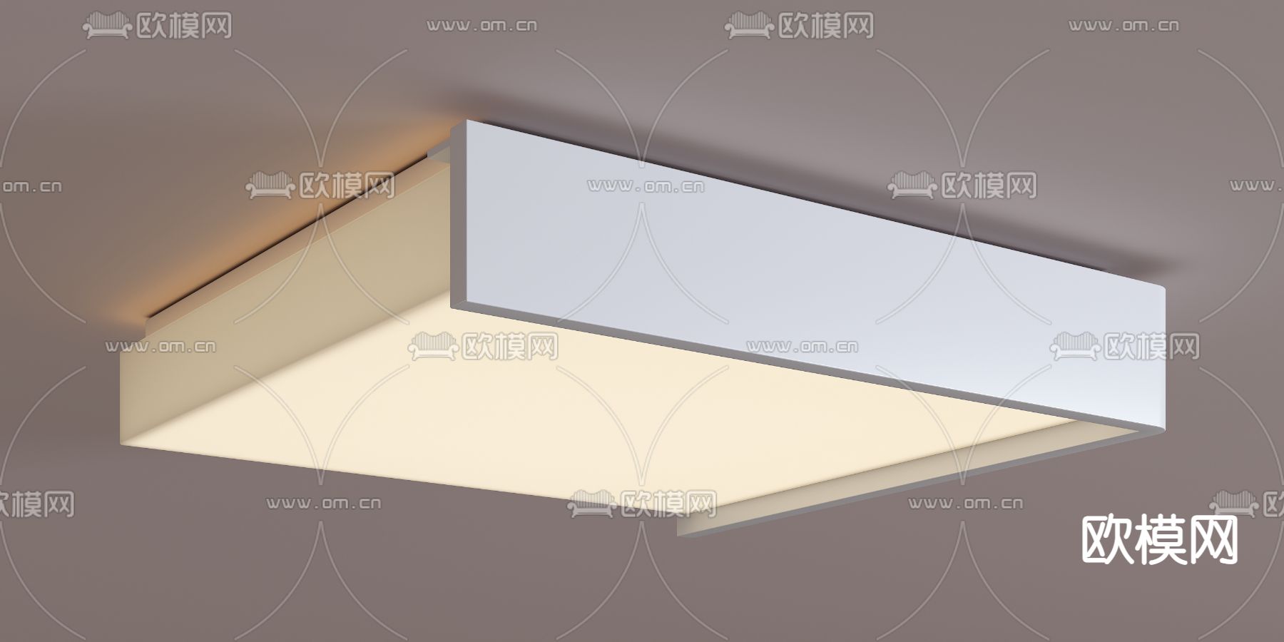 现代方形吸顶灯su模型下载（渲染图2）