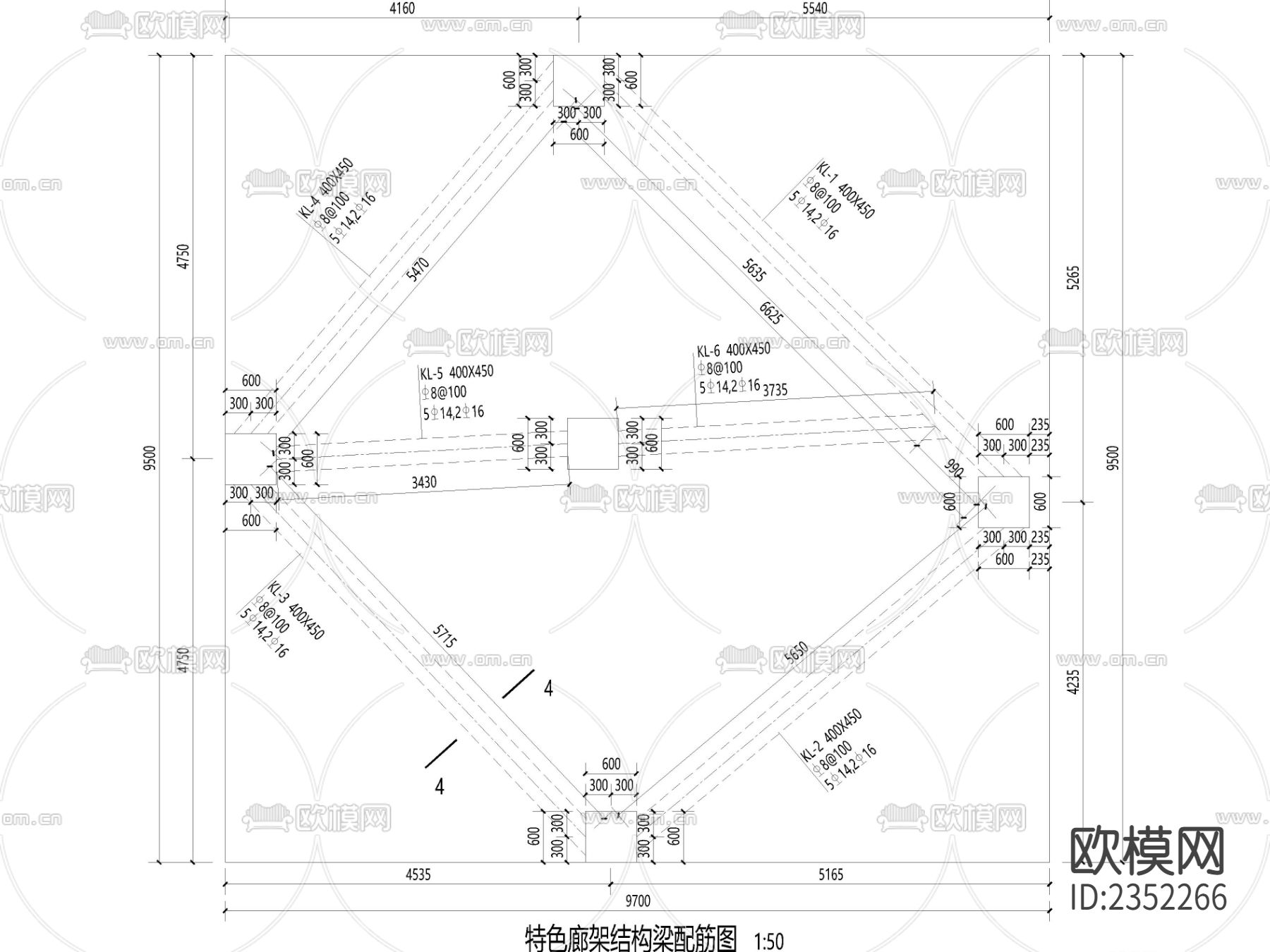 现代特色廊架CAD节点大样下载（渲染图8）