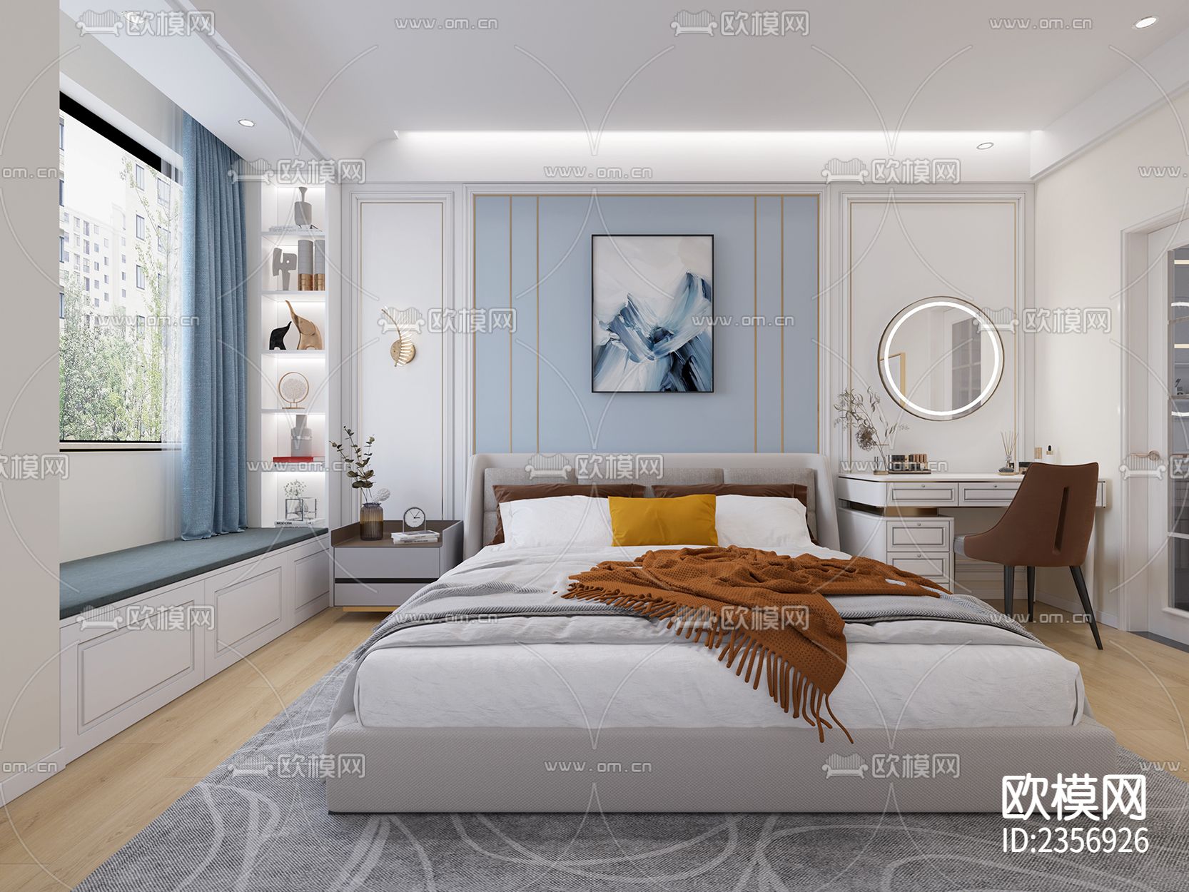 家装平层cad施工图下载（渲染图2）