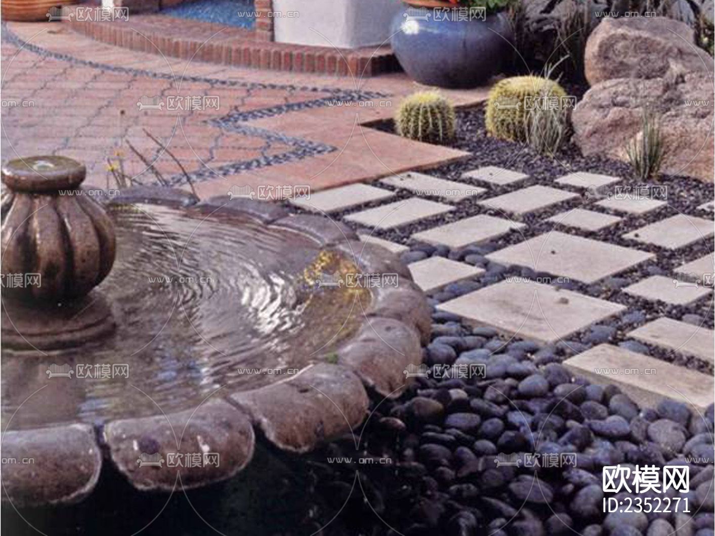 欧式古典花钵水景CAD节点大样下载（渲染图4）