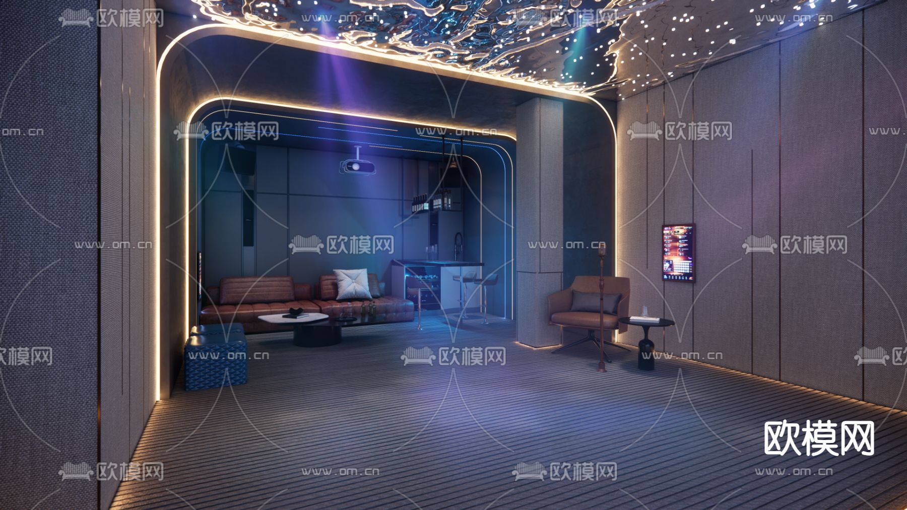 现代家庭影院 KTVsu模型下载（渲染图1）