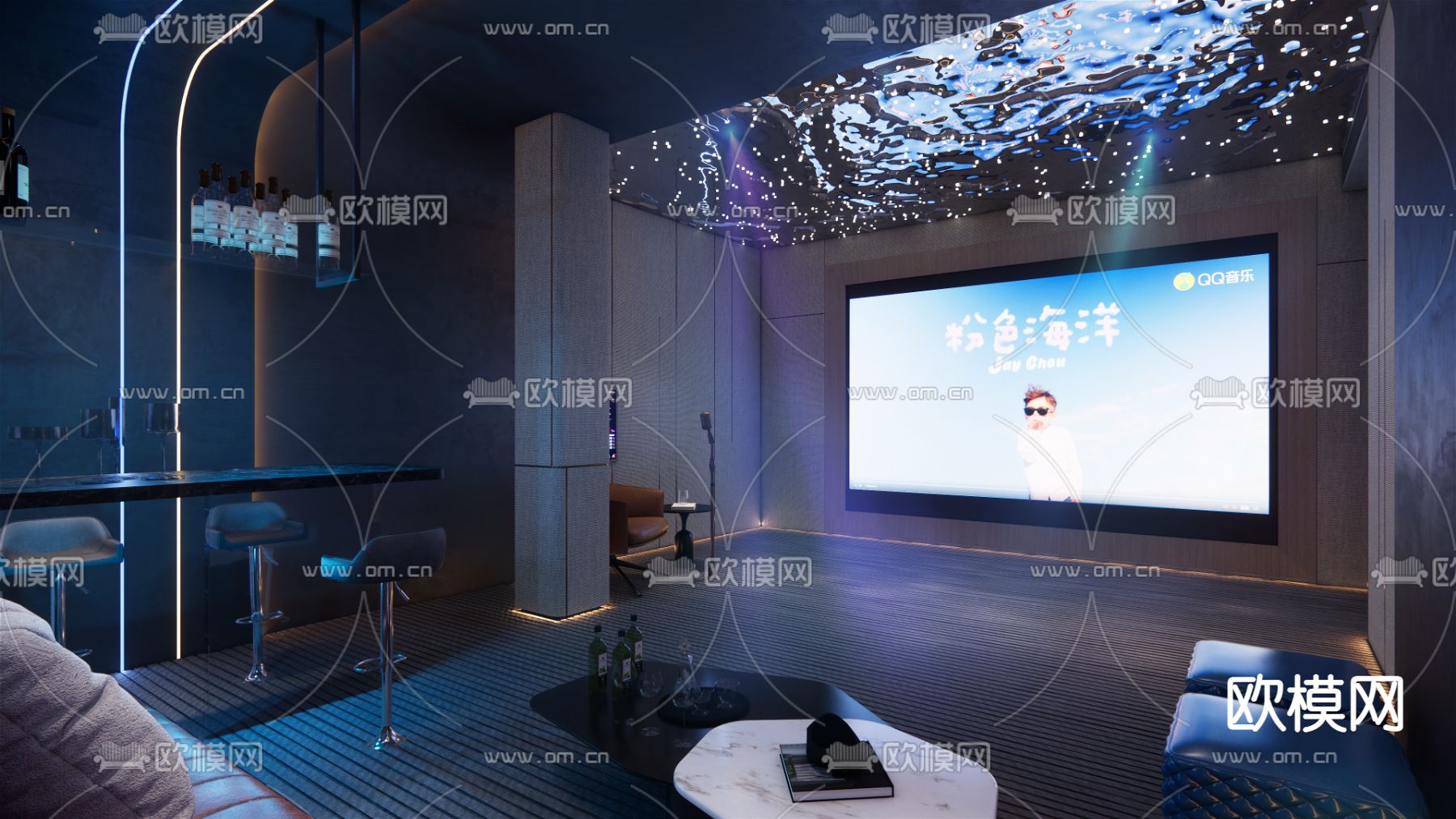 现代家庭影院 KTVsu模型下载（渲染图3）