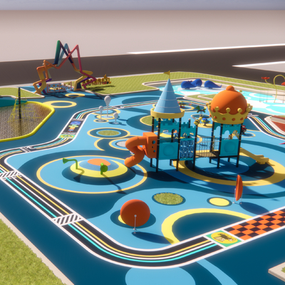  现代儿童游乐场su模型 