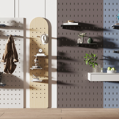  现代置物架洞洞板su模型 