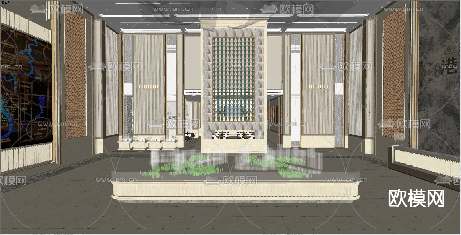 轻奢售楼处 沙盘区su模型下载（渲染图2）