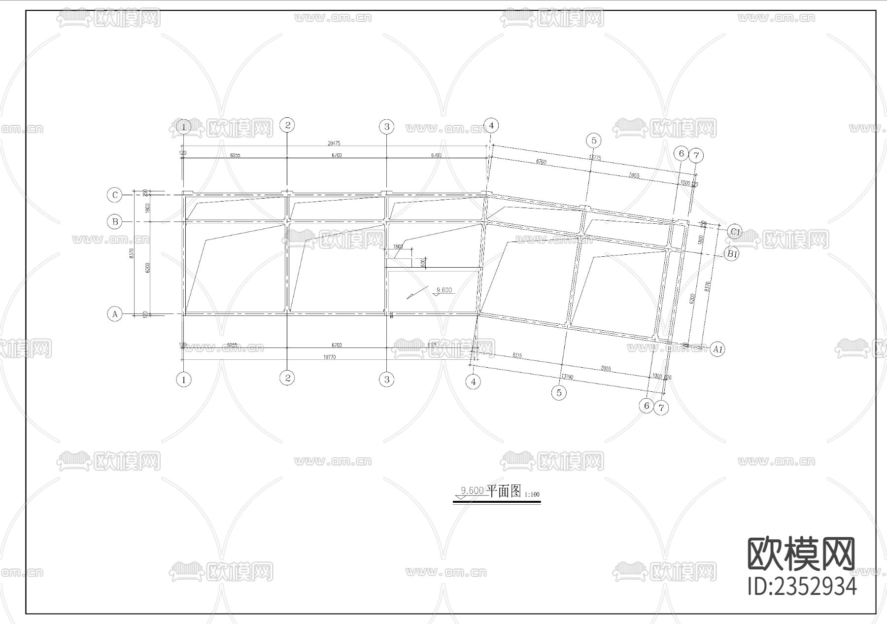 商业铺面建筑CAD施工图下载（渲染图7）