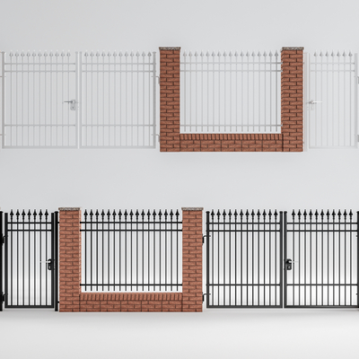 现代别墅庭院围墙围栏su模型