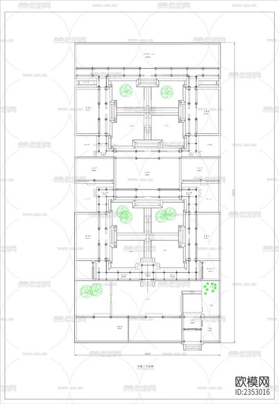 四合院方案建筑cad施工圖下載(渲染圖1)