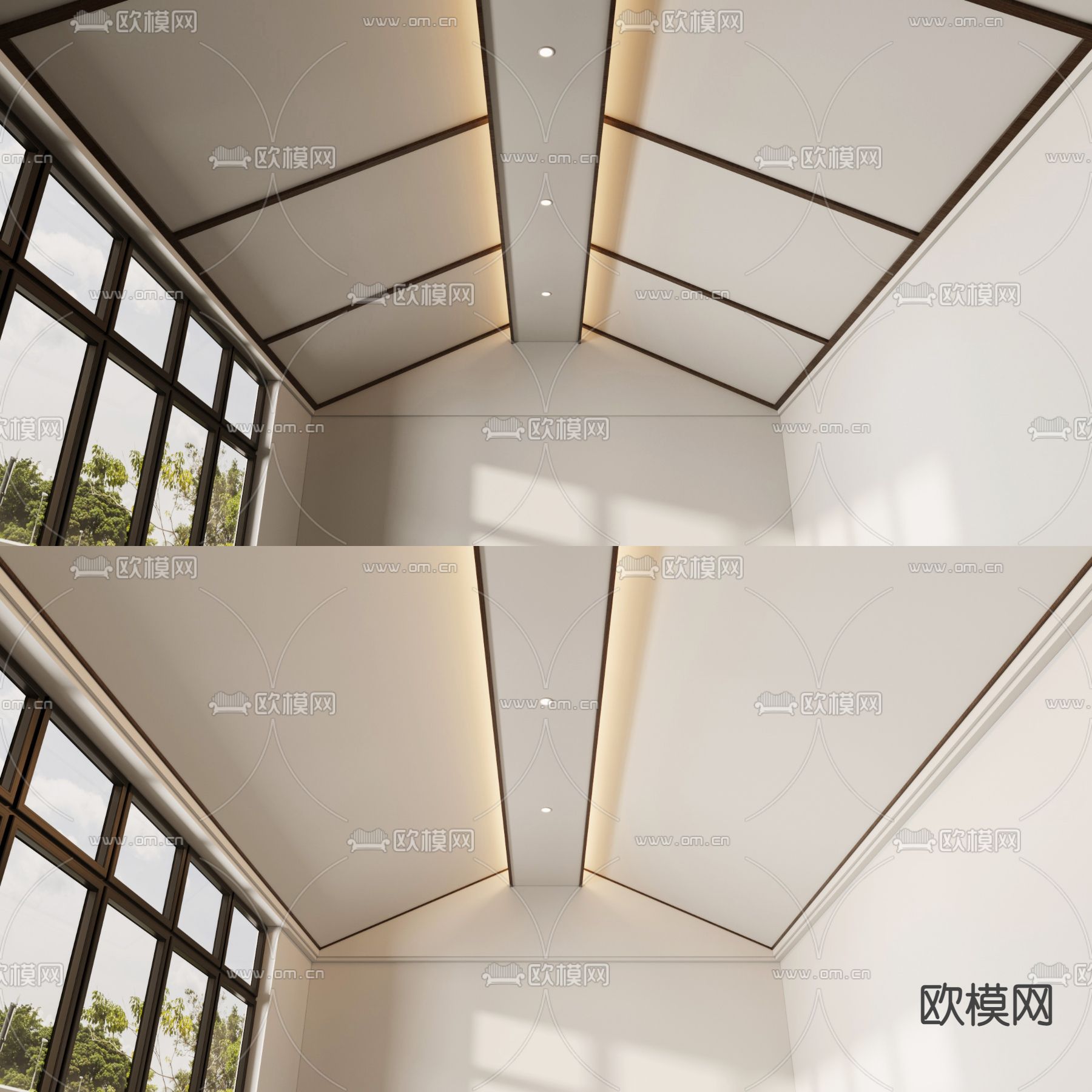 枫丹苑复式楼客厅人字形吊顶设计 – 设计本装修效果图