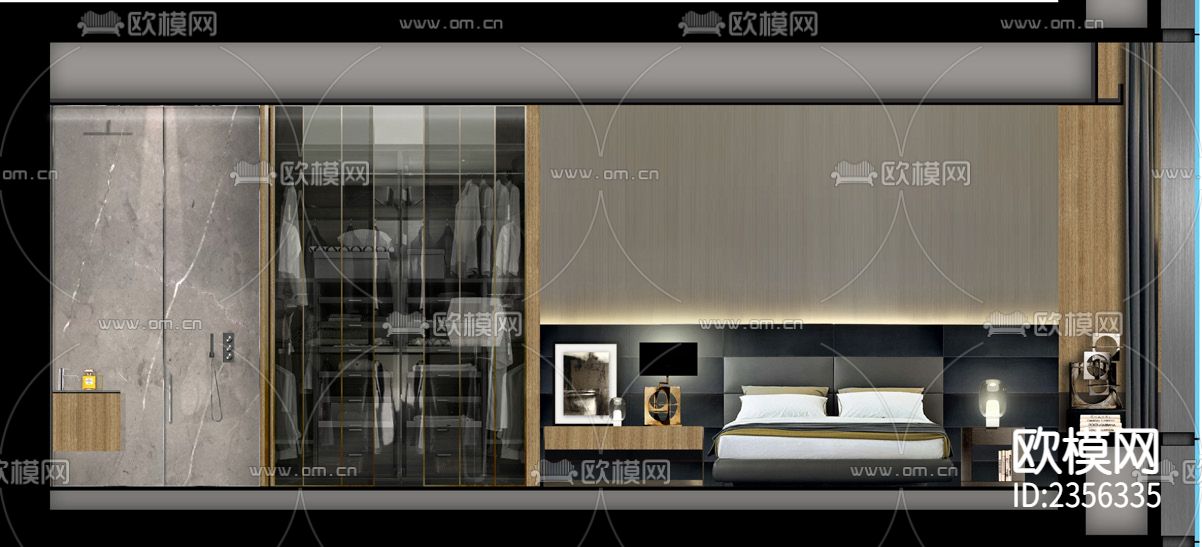 家装平层cad施工图下载（渲染图2）
