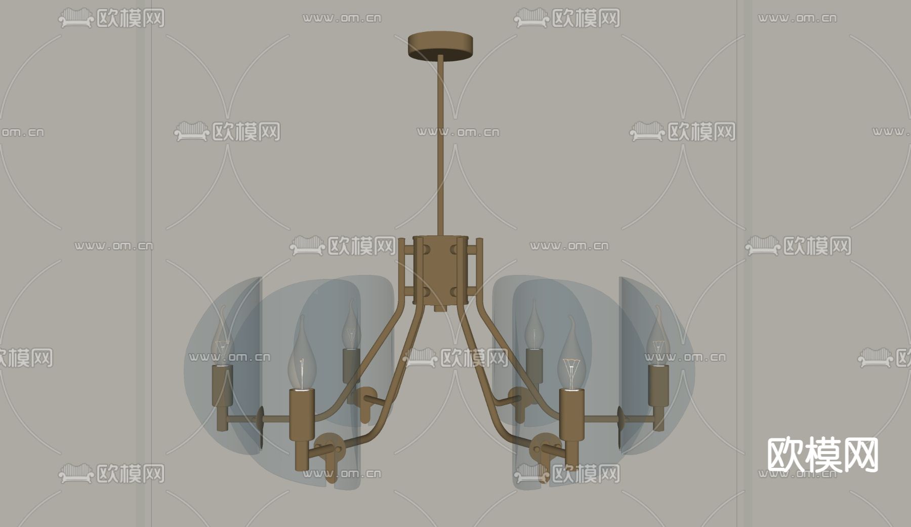 现代玻璃金属吊灯su模型