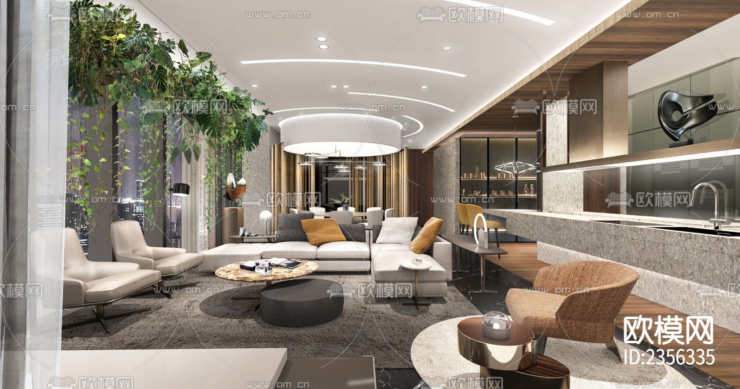 家装平层cad施工图下载（渲染图3）