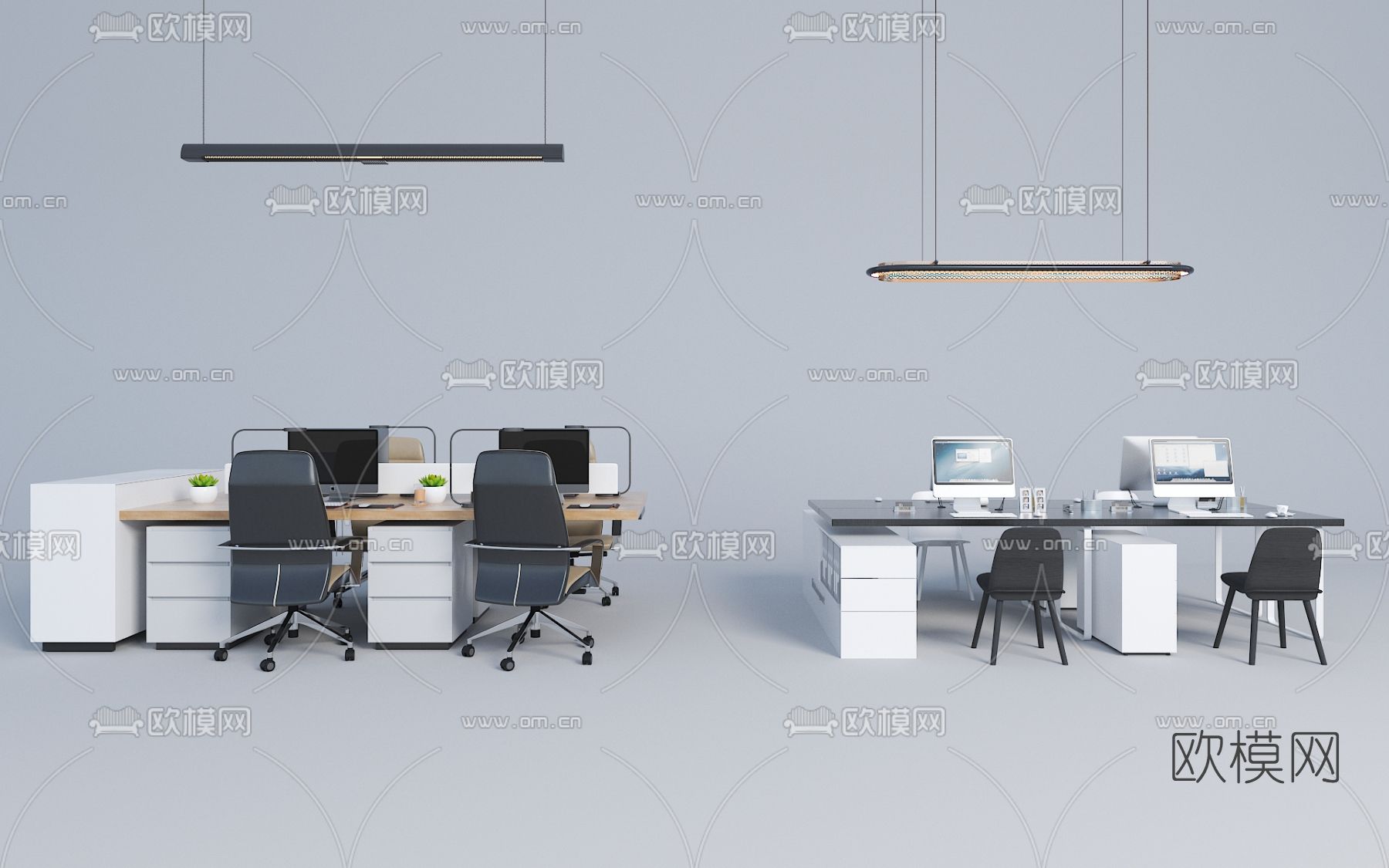 现代办公桌椅3d模型