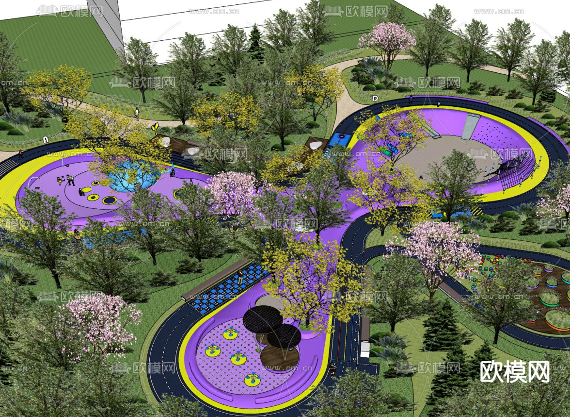 现代儿童游乐场su模型下载（渲染图4）