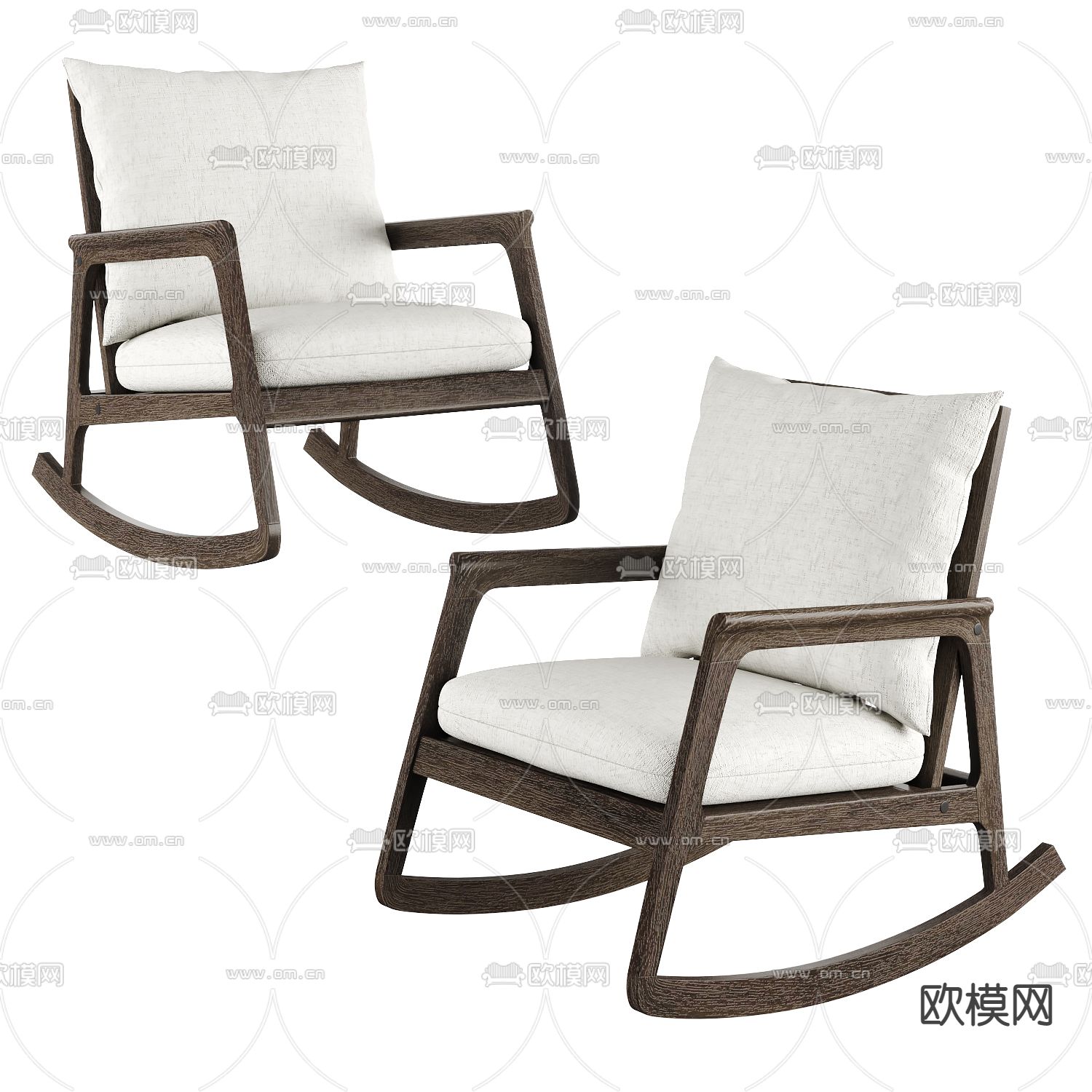 侘寂实木摇椅 休闲椅3d模型下载_ID12184822_3dmax免费模型-欧模网