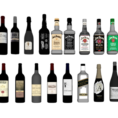  红酒 洋酒 酒瓶su模型 