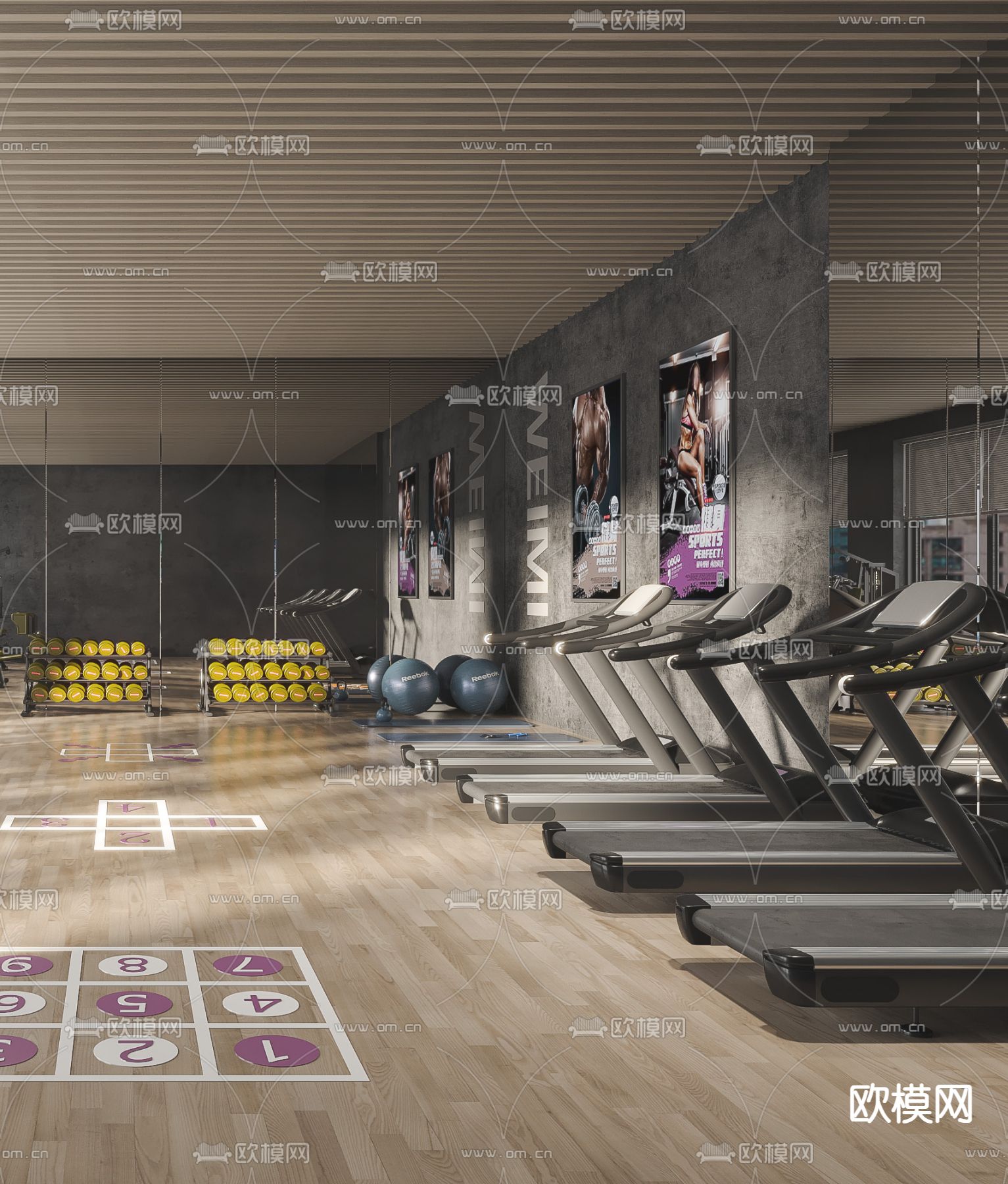 现代健身房su模型下载（渲染图3）