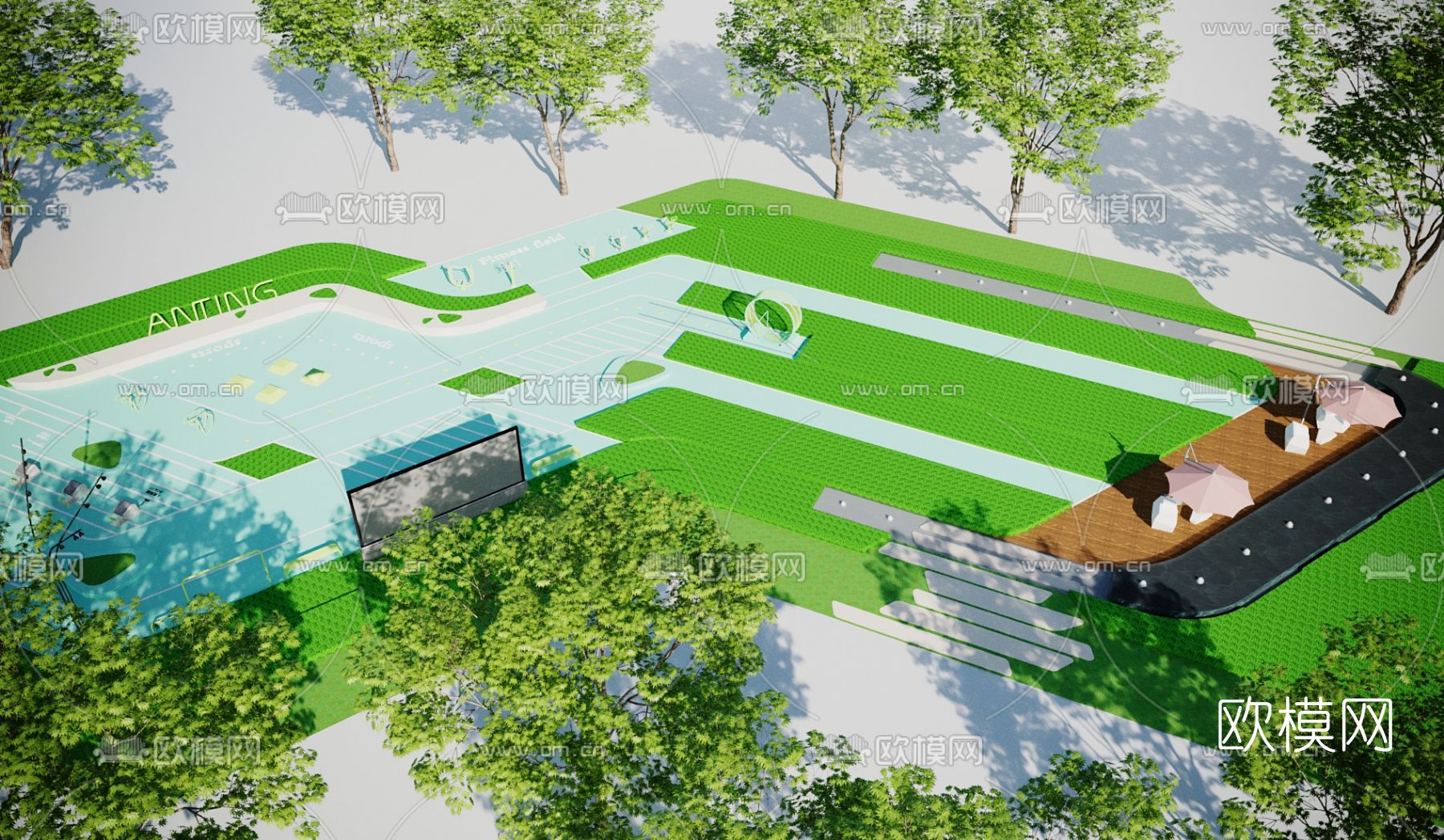 现代儿童活动场3d模型下载