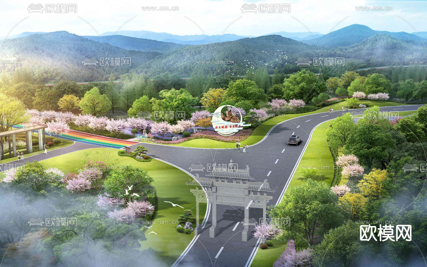 现代道路桥梁鸟瞰psd下载