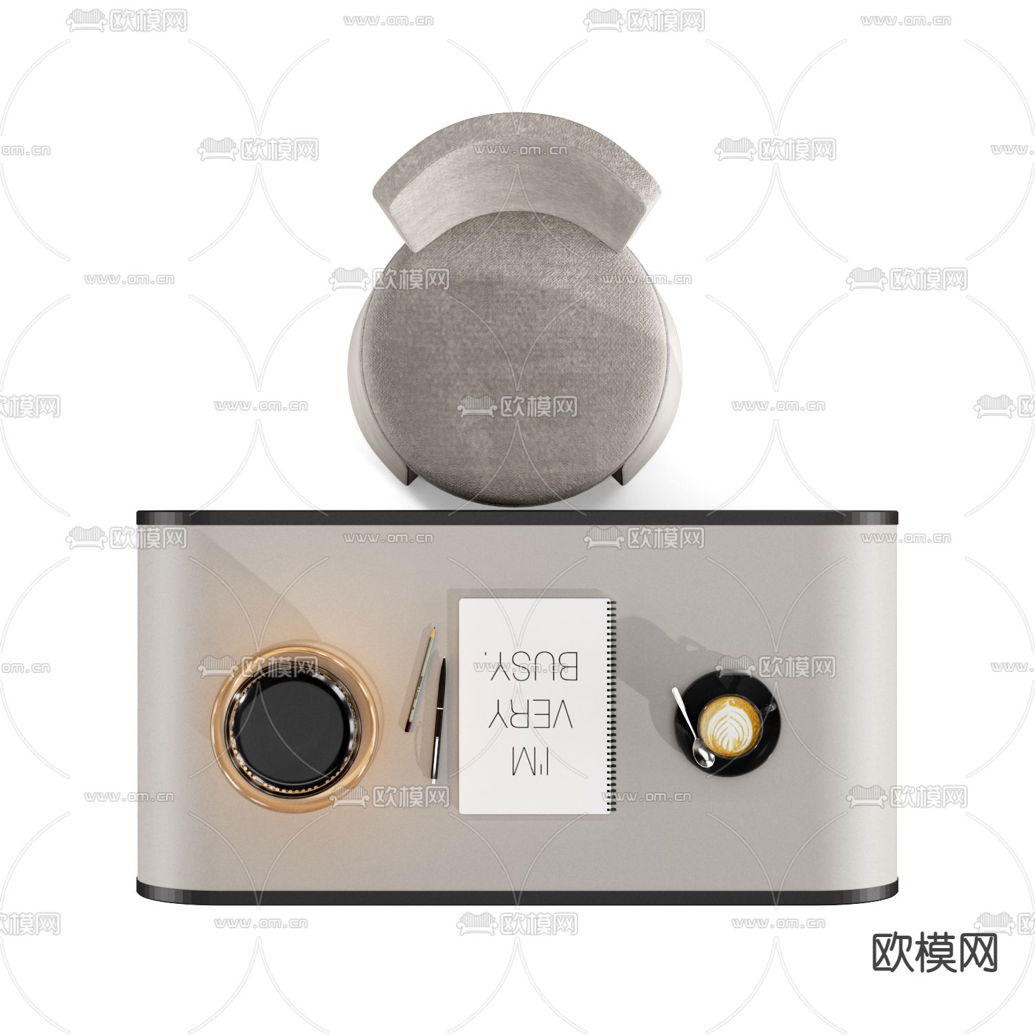 FENDI 书桌椅 写字台3d模型下载（渲染图2）