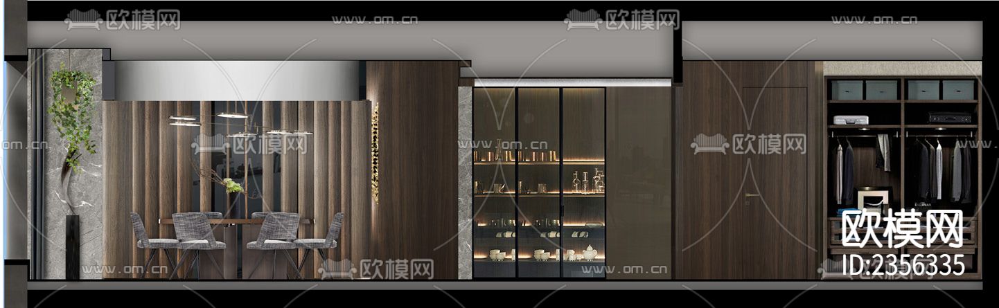 家装平层cad施工图下载（渲染图5）