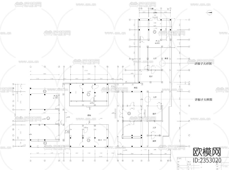 四合院建筑cad施工圖下載(渲染圖5)