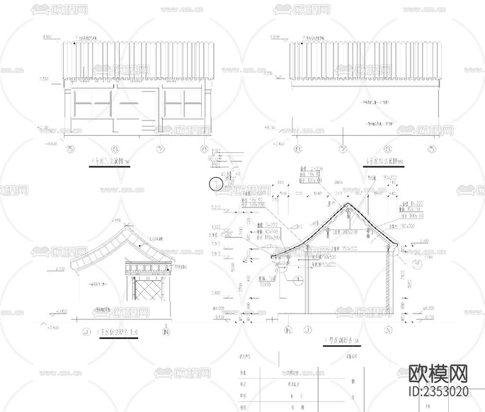 四合院建筑cad施工圖下載(渲染圖2)