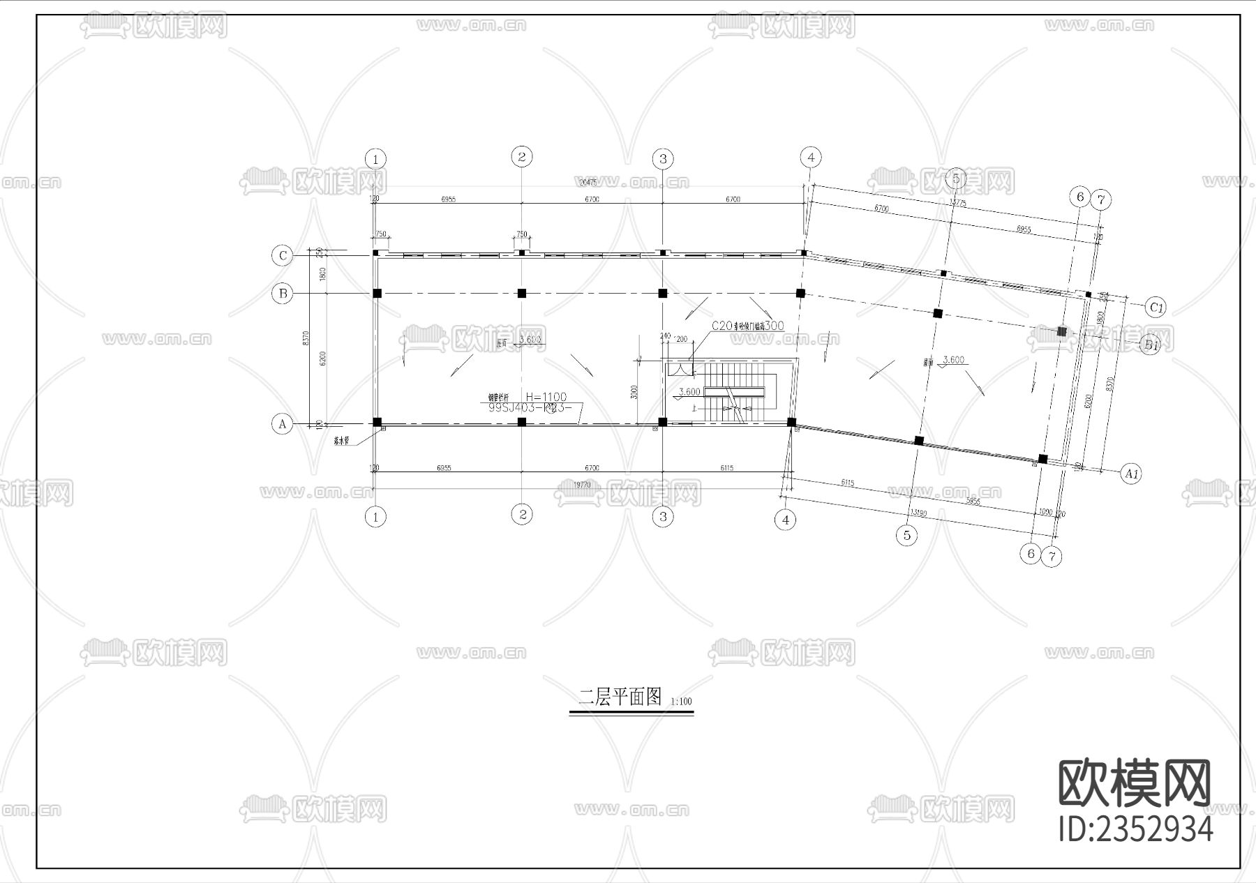 商业铺面建筑CAD施工图下载（渲染图4）