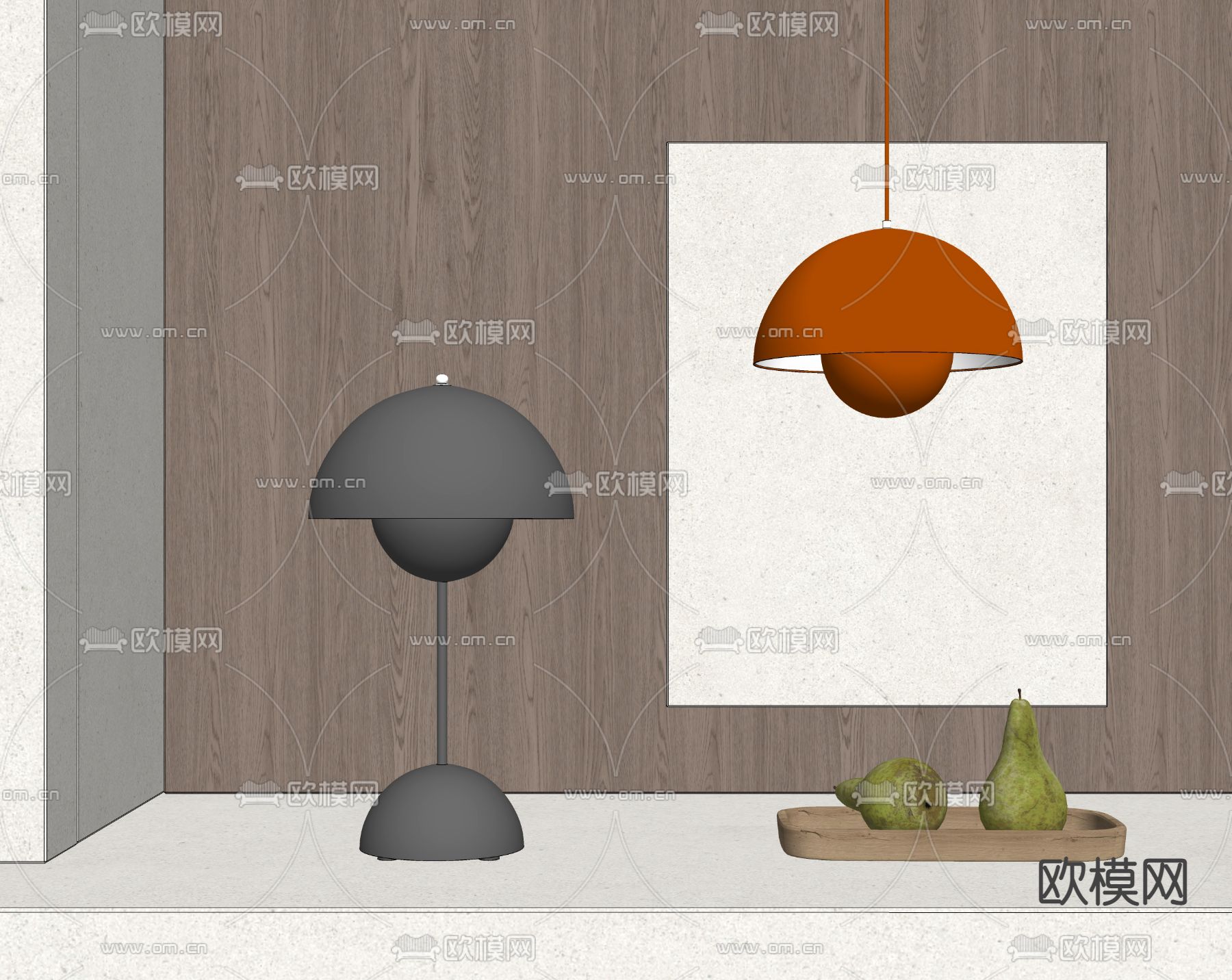 Flowerpot台灯 小吊灯su模型